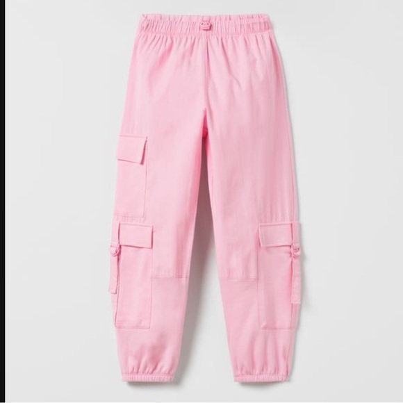 Zara Girls' Pants Casual Twill Cargo Joggers with Adjustable Elastic Waistband - Picture 1 of 10